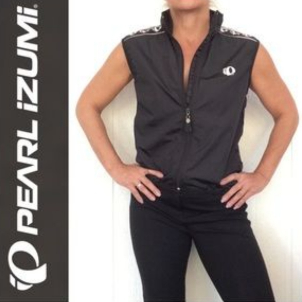 Pearl Izumi Cycling Vest Jacket Women's Medium Black Full Zip Sleeveless Cycling